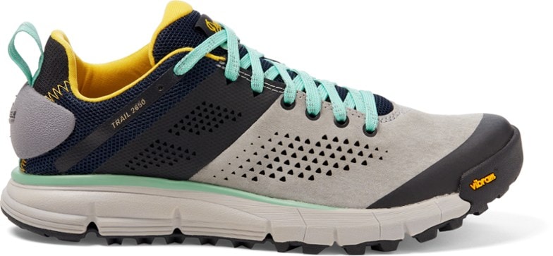 Danner Trail 2650 women's hiking shoes from the side, showcasing the durable suede and textile upper.