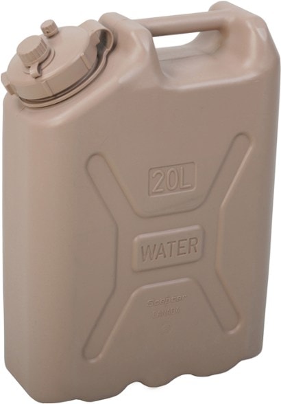 Scepter 20-liter water jug showing carrying handle and spout for easy pouring.