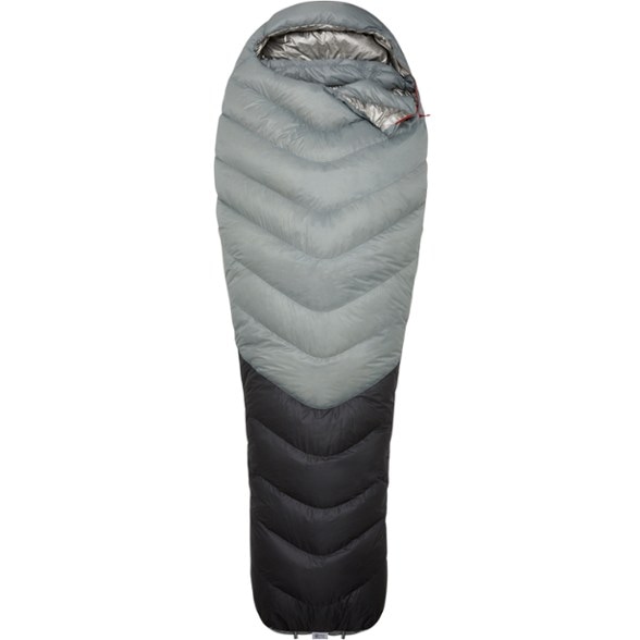 Rab Mythic Ultra 180 sleeping bag showcased in a forest setting, emphasizing its lightweight design.