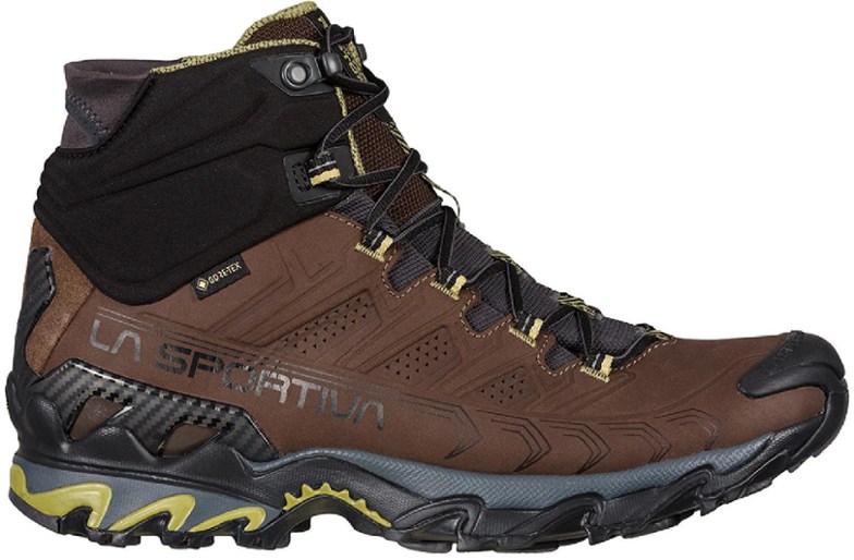 Men's Ultra Raptor II Mid GTX Hiking Boots showcasing the nubuck leather upper and comfort collar.