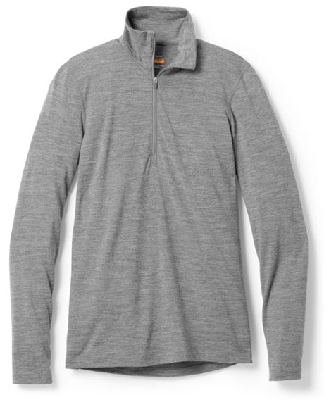 Front view of women's merino wool base layer top with half zip, perfect for layering