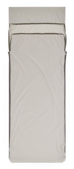 Silk blend sleeping bag liner showcasing the pillow sleeve feature.