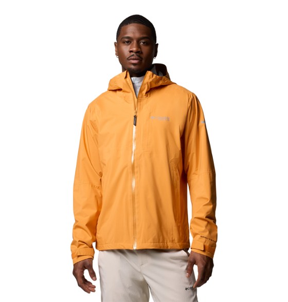Eco-Dry II Waterproof Shell Jacket for Men in action on a hiking trail.