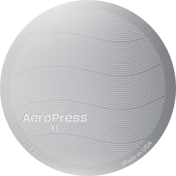Close-up of the XL stainless steel AeroPress filter showcasing its fine mesh.