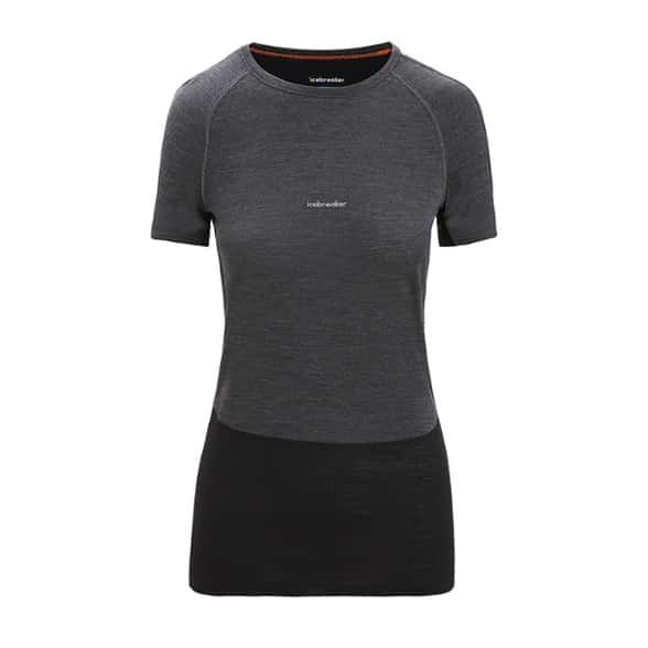 Front view of Icebreaker 125 ZoneKnit Women's Base Layer Shirt showing fabric texture.