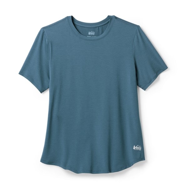 Front view of the Adventure Ready Women's Running Tee showcasing its stylish design and fabric texture.