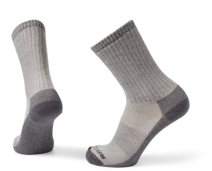 Eco-friendly midweight hiking crew socks showcasing cushioning and moisture-wicking features.