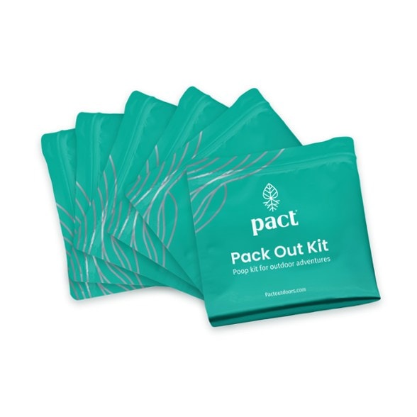 Close-up of the pack out kit with durable outer bag and compact inner bag for easy waste disposal supporting outdoor hygiene