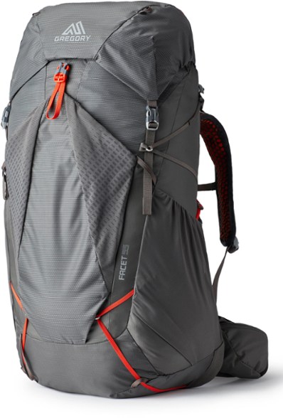Side view of Gregory Facet 55 Women's Hiking Pack with adjustable straps and pockets.