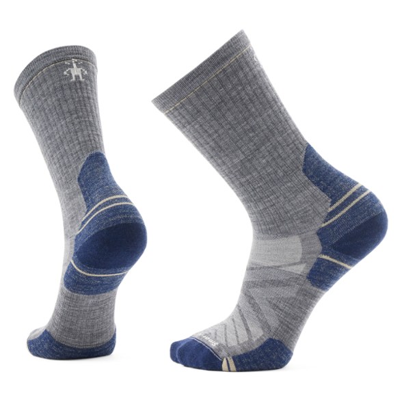 Close-up of men's merino wool hiking socks showcasing cushioning and fit.