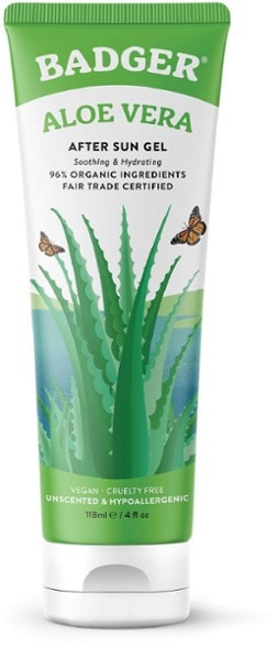 Close-up of PureGlow vegan after sun gel for sunburned skin in a sleek 4 fl. oz. tube