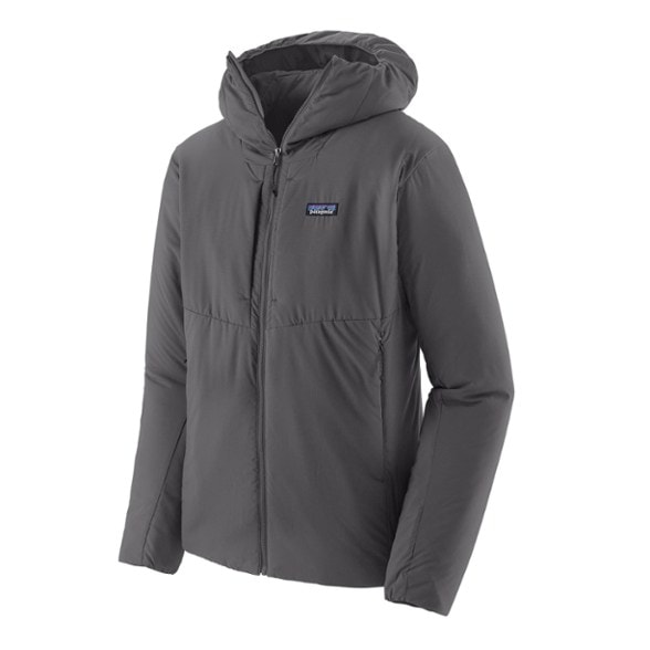 Front view of the Patagonia Nano-Air Insulated Hoody on a mountain trail.