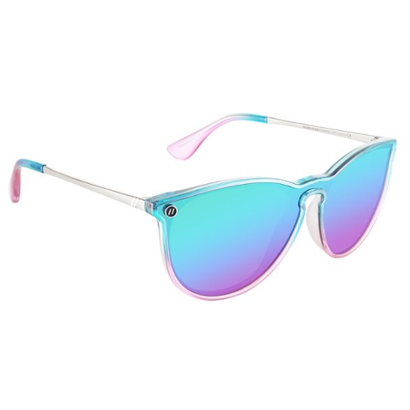 North Park X2 sunglasses with sunset rainbow lens and iridescent frame from the side.