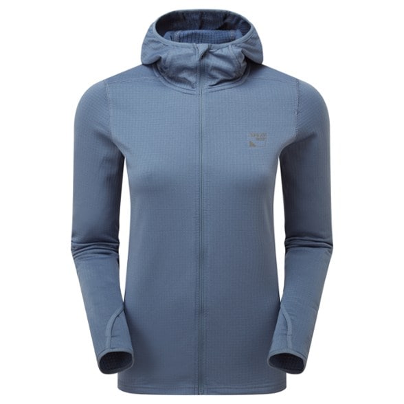 Front view of women's hoodie with fitted hood and thumbholes, perfect for winter layering