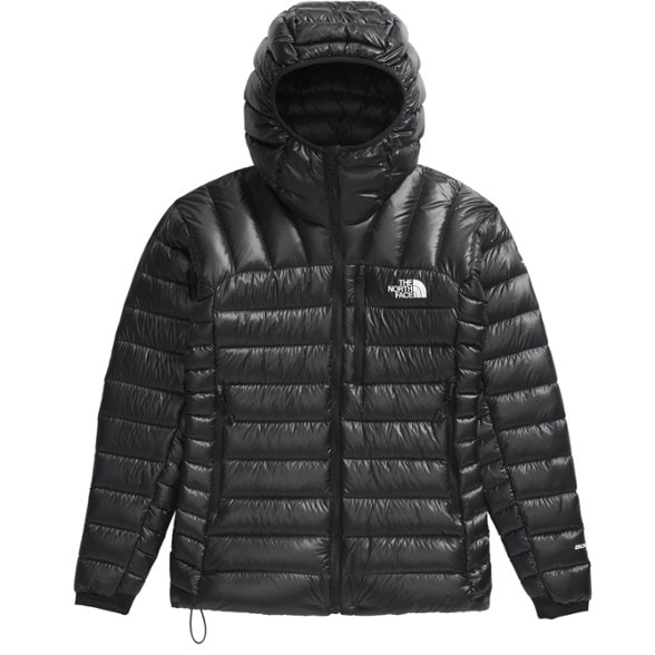 Alpine Ready Women's Down Hoodie showcasing its adjustable hood and zipper.