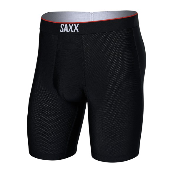 Front view of Saxx men's training shorts with compression liner designed for intense workouts