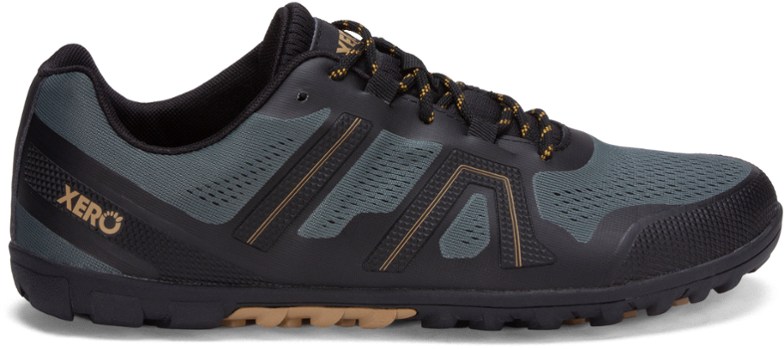 Xero Mesa Trail II shoes from the side, showcasing the wide toe box and breathable mesh design.
