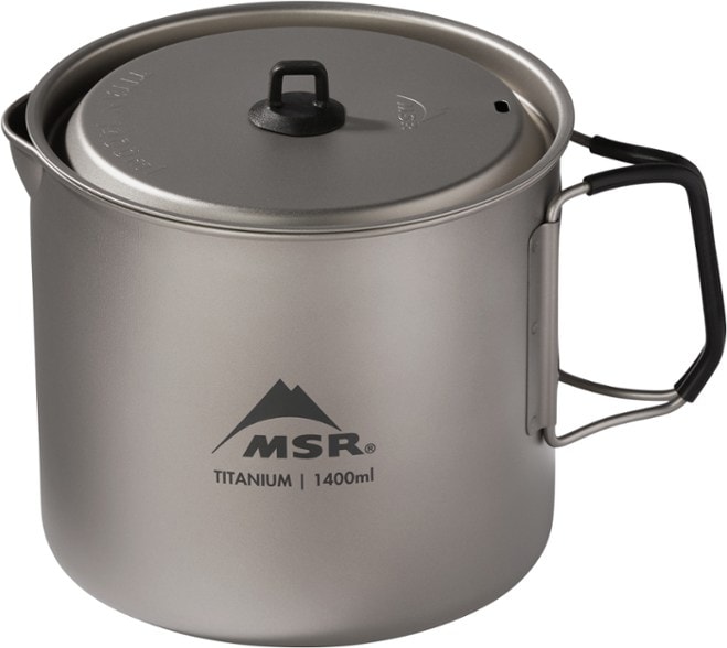 Ultralight Titan Titanium Kettle from the side, showcasing its sleek design.