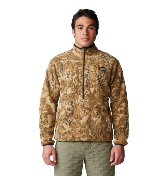 Front view of men's HiCamp high-loft fleece pullover for camping.