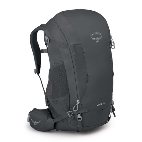 Osprey Viva 45 backpack from the side, showcasing its sleek design and adjustable straps.
