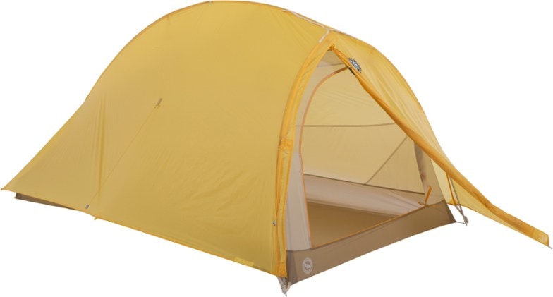 Interior view of the Big Agnes Fly Creek HV UL2 bikepacking tent highlighting storage pockets and spacious design.