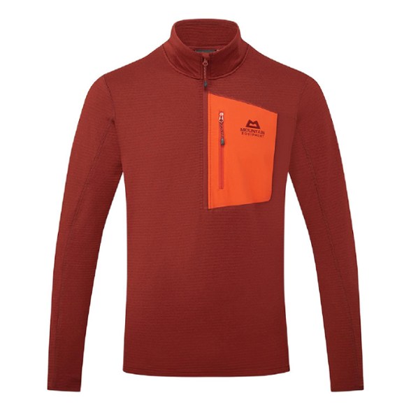 Front view of SummitStride men’s quick dry pullover for mountain climbing in forest setting
