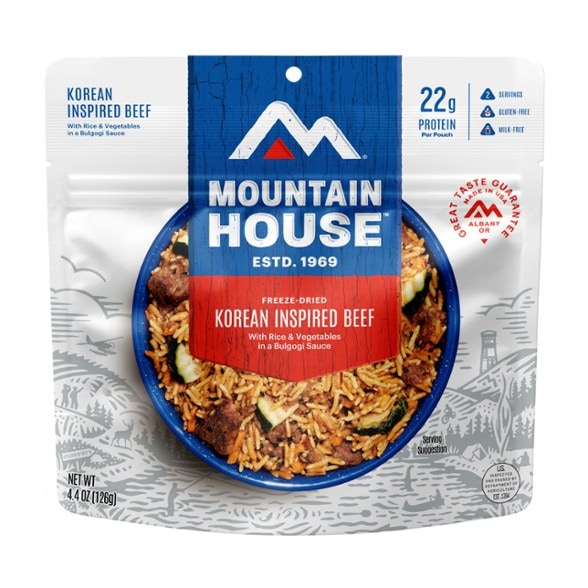 Savory Korean beef freeze-dried meal ready to be rehydrated in a bowl.