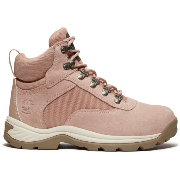 Timberland Women's White Ledge Mid Waterproof Hiking Boots showcasing waterproof features.