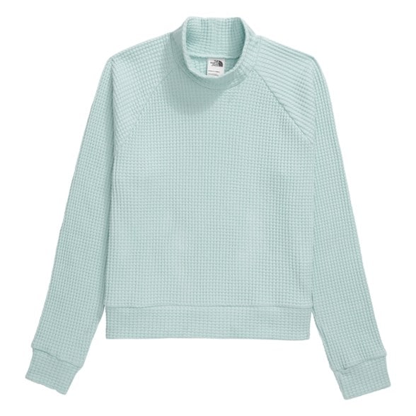 Front view of women's mock neck thermal top, perfect for casual outings.