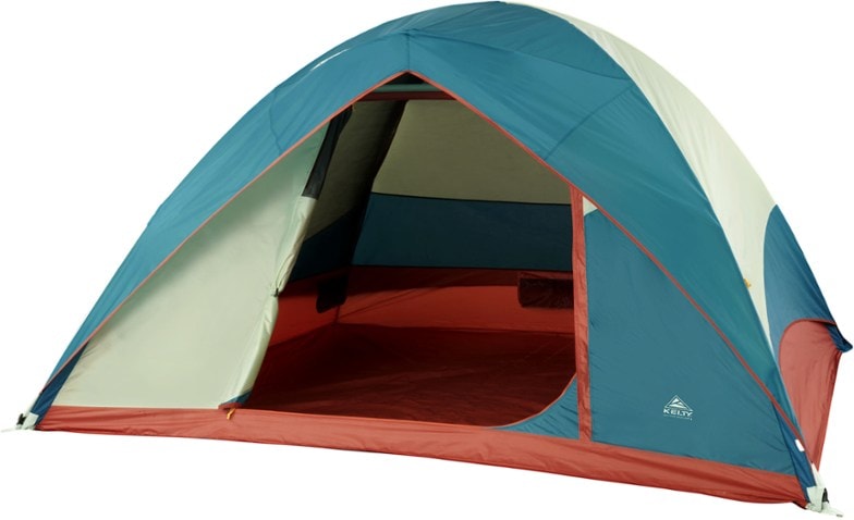 Interior view of the Kelty Discovery Basecamp 6 tent showing ample sleeping space for families.