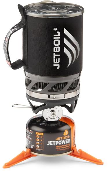Jetboil MicroMo backpacking stove with insulated cooking cup and cozy, perfect portable cooking system for backpacking