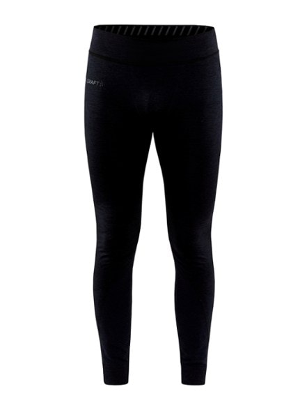 Front view of men's eco-friendly active comfort thermal pants showcasing flatlocked seams and recycled fabric.