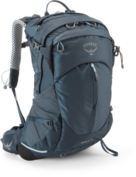 Osprey Sirrus 24 Women's Hiking Pack from the side, highlighting its sleek design and ventilation features.