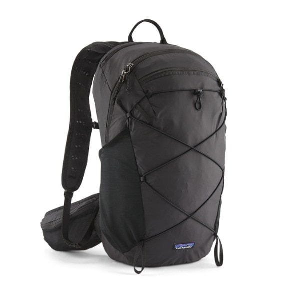 Side view of the Patagonia Terravia 22L Adventure Backpack, highlighting the breathable mesh back panel.