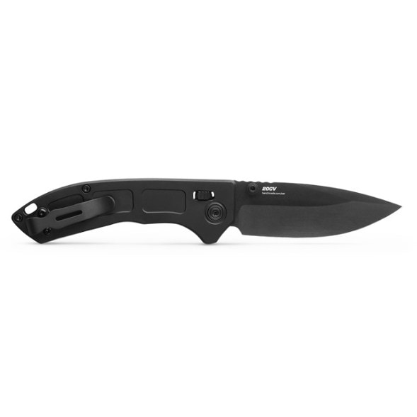 Close-up of the titanium mini narrows knife showcasing the blade and handle design.