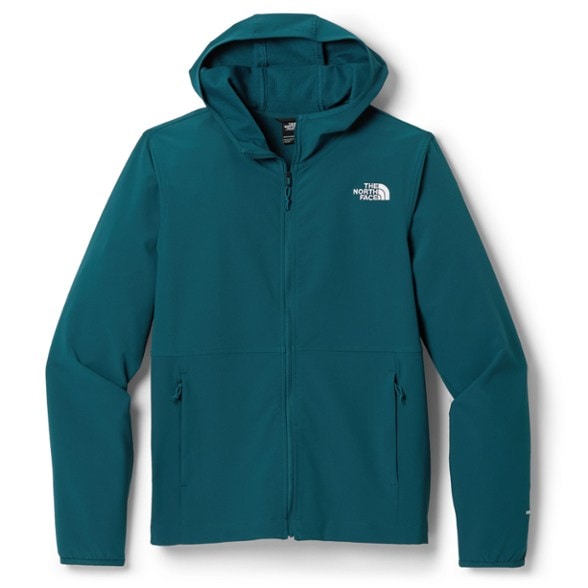 Men's Willow Stretch Hoodie in action on a windy day, showcasing its wind-resistant features.