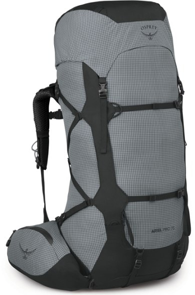 Osprey Ariel Pro 75 backpack showcasing its adjustable straps and lightweight design.