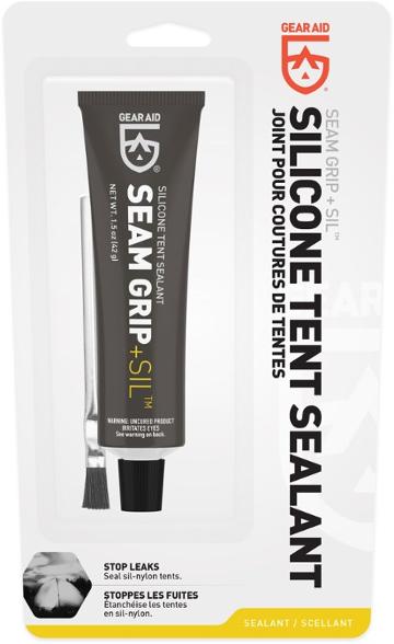 Silnet Pro silicone sealant tube angled showing easy application for tent repair