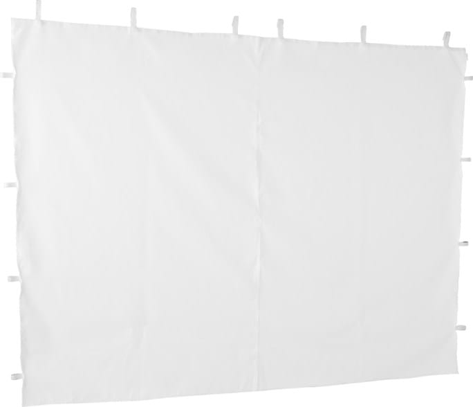 Front angle showing StormGuard 10x10 canopy wall zipped to shelter