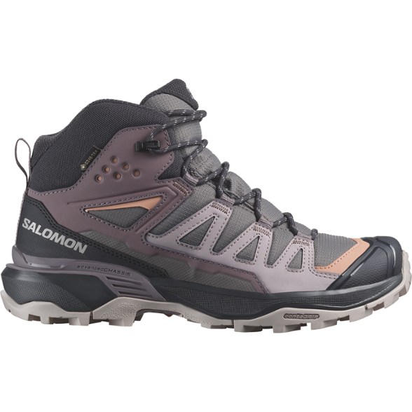 Close-up of Salomon Women's X Ultra 360 Mid GORE-TEX Hiking Boots showing the durable upper and traction sole.