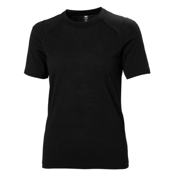 Front view of Helly Hansen Women's Merino Wool Active T-Shirt in outdoor setting.