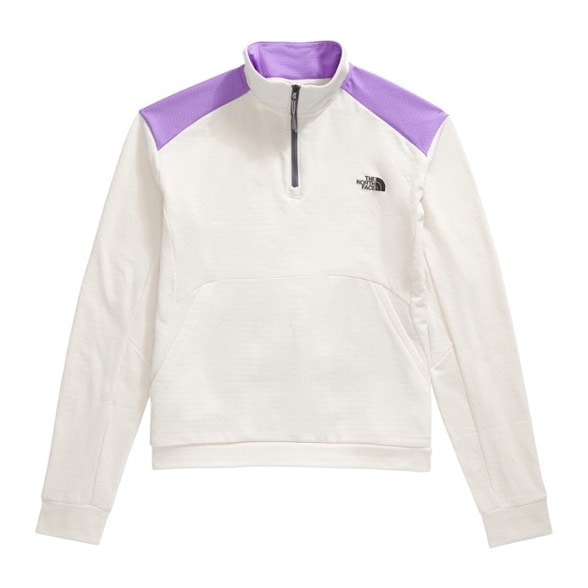 Kikash women's quarter-zip pullover, showcasing its lightweight design in an outdoor setting.