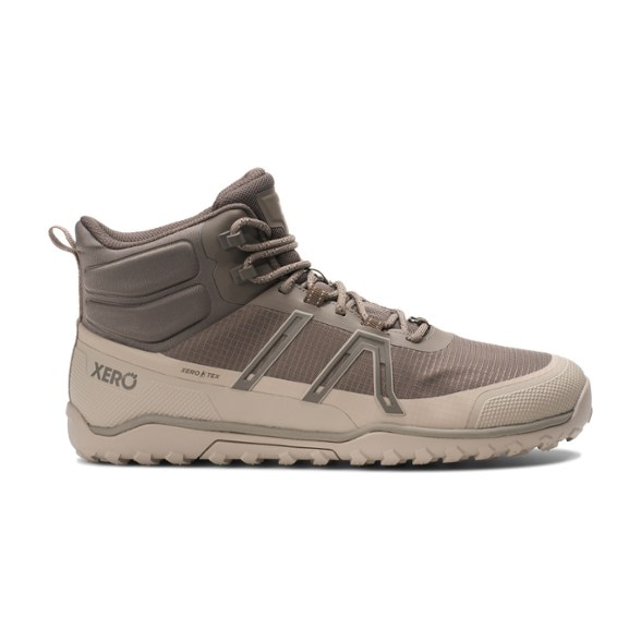 Xero Shoes Men's Scrambler Trail Mid Waterproof Hiking Boots from the side, showcasing the sleek design and waterproof material.