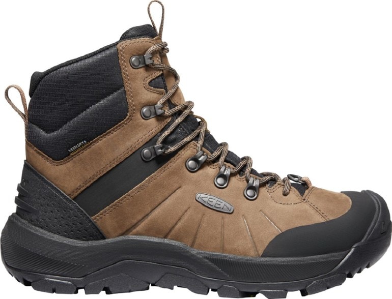 Side view of KEEN Revel IV Mid Polar boots showcasing waterproof leather and insulation.