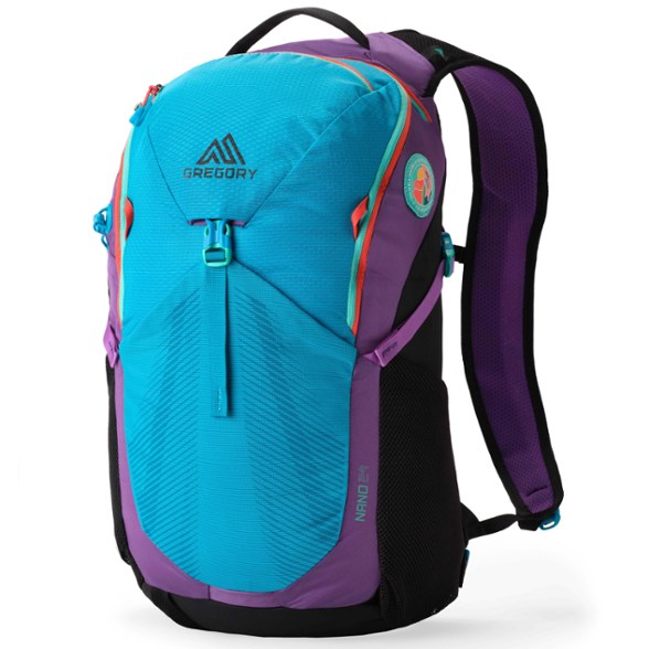 Gregory Nano 24 Plus-Size Backpack showcasing the main compartment during a hike.