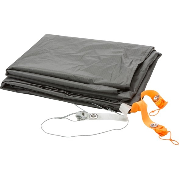 Close-up of the Big Agnes Fly Creek UL2 footprint, highlighting the durable, waterproof design.