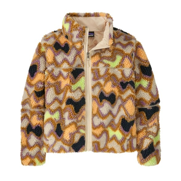 Full view of the Lunar Dusk recycled fleece jacket for women, featuring a stylish zip-through collar.