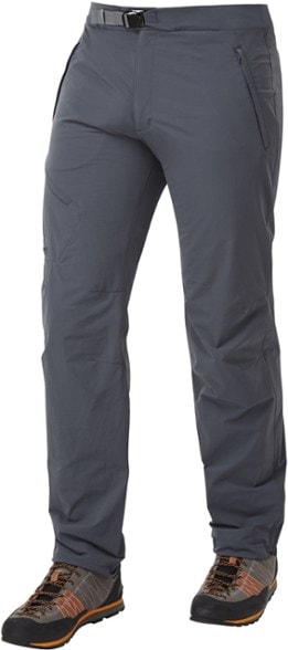 Front view of SummitFlex men's hiking pants showcasing slim ankle fit and water-resistant fabric