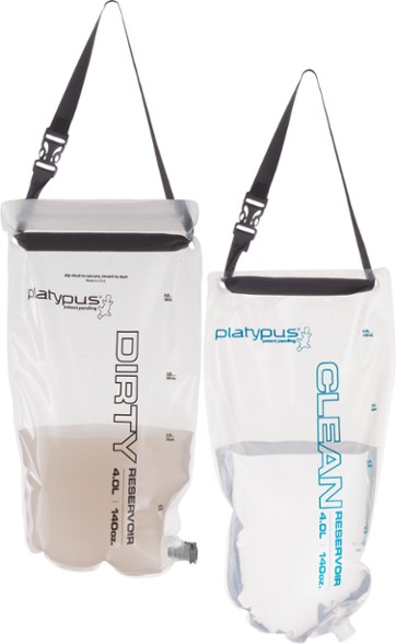 Platypus GravityWorks 4L Replacement Reservoir Kit with clean and dirty water reservoirs.
