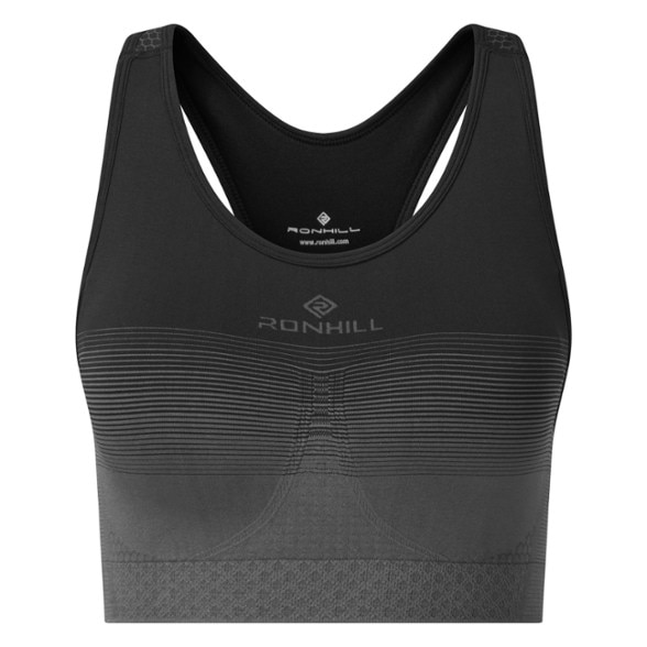 Front view of Ronhill Glide seamless bra showing smooth, chafe-free fabric ideal for running and yoga